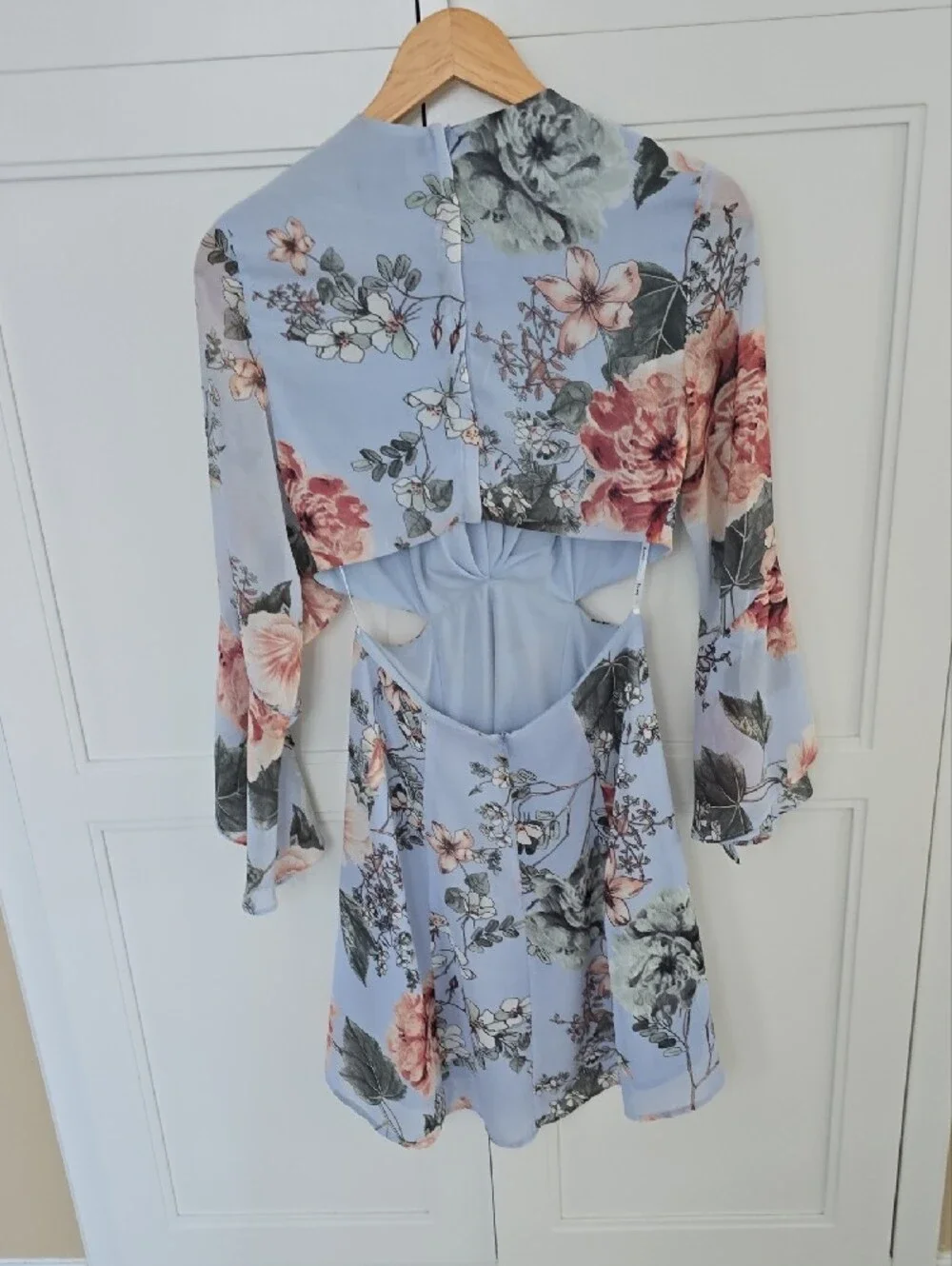 Bardot Light Blue Floral Cutout Dress
